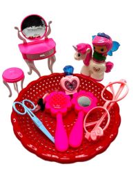 Миниатюра: Кукла с единорогом (пласт.) + мебель + аксессуары 22*22см / пакет BL-596