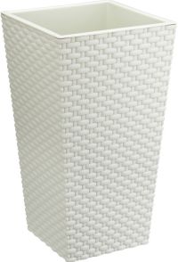 Миниатюра: Кашпо пласт. 3,5л (138*250*138мм), со вкладышем РОТАНГ белый