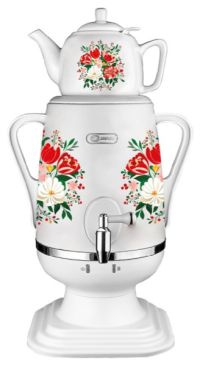 Миниатюра: Самовар 4,0л, 1850Вт бел./кер.заварник  Цветы на белом Добрыня
