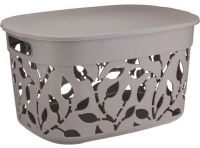 Миниатюра: Корзина для хранения пласт. 12л (375*265*205мм), пласт. крышка Флора серая