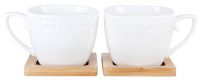 Миниатюра: Набор кружек 2шт 240мл на бамбук подставке ф.квадр.без золотой отводки