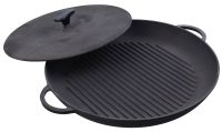 Миниатюра: Сковорода-гриль чугун 340*40мм, чугун ручки и крышка-пресс, индукция @