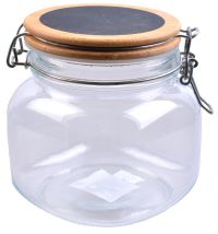 Миниатюра: Банка стекло 650мл 11.5*11.5*12.3см с бамбук. крышкой