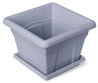 Миниатюра: Горшок для цветов пласт. 5,1л (240*240*176мм), квадрат с поддоном Квадро серый