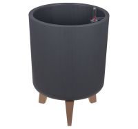 Миниатюра: Кашпо пласт. 19л (300*300*447мм), со вставкой, автополив, на ножках Флориан графитовый