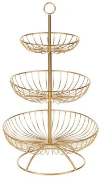 Миниатюра: Фруктовница 3-х ярусная метал. 30*30*46см золото