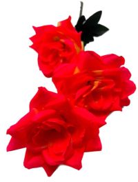 Миниатюра: Цветы искусственные Букет MAXI Роза 3гол. 58см коралл+беж B-3-Roz-4 @