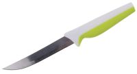 Миниатюра: Нож кухонный нерж. 11см (для стейка), пласт. ручка бело-зеленая