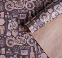 Миниатюра: Бумага упаковочная 70*100см Настоящему мужчине крафтовая