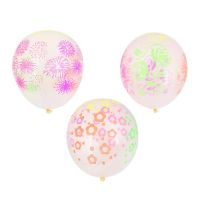 Миниатюра: Шары воздушные (надувные)  6шт с неон. узором,прозрачные,3диз.