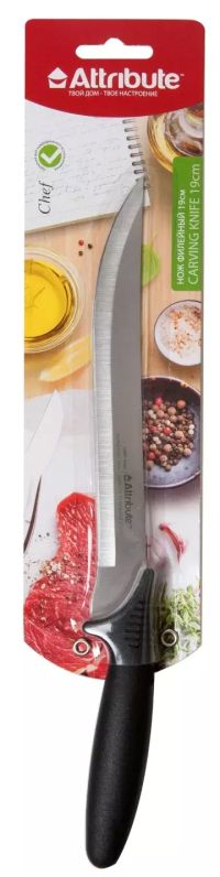 Миниатюра: Нож кухонный нерж. 19см (филейный), пласт. ручка Attribute CHEF (6)