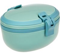 Миниатюра: Ланч-бокс пласт. 0,6л (140*145*90мм), 2 емкости (0,25 и 0,35л), крышка на защелках, цвет голубой