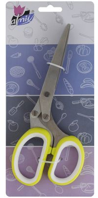 Миниатюра: Ножницы кухонные нерж. 20см (для зелени), пласт. ручки, цвет микс