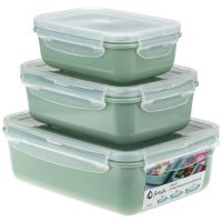 Миниатюра: Набор контейнеров пласт. 3шт (0,4л; 0,8л; 1,4л), для продуктов, для СВЧ, прямоугольные FRESH