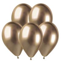 Миниатюра: Шары воздушные (надувные) 5шт латекс. «Хром», металл,цвет золотой