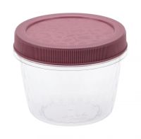 Миниатюра: Емкость (банка) пласт. 0,55л (110*110*85мм), круглая, цвет крышки микс