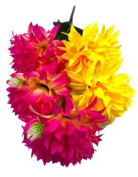 Миниатюра: Цветы искусственные Букет Астра Двухцв. 5гол. 50см желт+роз. 24-5-12@