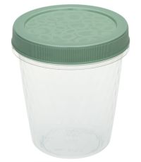 Миниатюра: Емкость (банка) пласт. 0,75л (110*110*125мм), круглая, цвет крышки микс