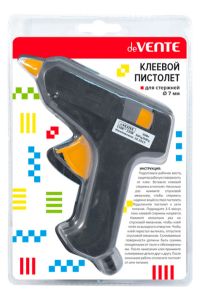Миниатюра: Пистолет клеевой (термопистолет) эл. 20Вт, шнур 220В нагрев 3-5 мин, 2 стержня 7мм deVENTE