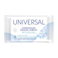 Миниатюра: Салфетки влажные 15шт универсальные UNIVERSAL PURE WATER
