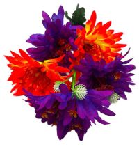 Миниатюра: Цветы искусственные Букет Астра Двухцв. 5гол. 51см желт/оранж+фиолет. 24-5-3  @