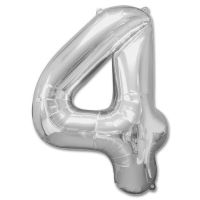 Миниатюра: Шар воздушный фольгированные цифра 4 серебро