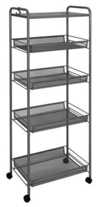 Миниатюра: Этажерка мет. 4-х секционная (450*300*1190мм) Ладья 35КС  графит на колесах