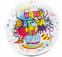 Миниатюра: Тарелка бумажная 18см 10шт Happy b--day! белый