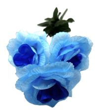 Миниатюра: Цветы искусственные Букет MAXI Роза 3гол. 59см голубая с синей серединой B-3-Roz-2@