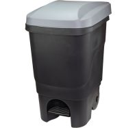 Миниатюра: Контейнер для мусора пласт. 60л (390*500*690мм), серая пласт. крышка, на колесах, черный