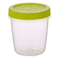 Миниатюра: Емкость (банка) пласт. 0,5л (95*95*105мм), круглая, цвет крышки микс
