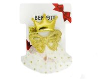 Миниатюра: Заколка-зажим 4шт, 3,5-5см, биж.сплав, полиэстер, 2 дизайна