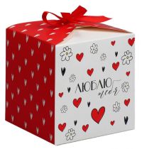 Миниатюра: Коробка подарочная бумажная 12*12*12см, складная Люблю тебя
