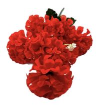 Миниатюра: Цветы искусственные Букет Гортензия 7гол. 50см красная 24-7-3@