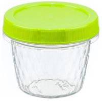 Миниатюра: Емкость (банка) пласт. 0,3л (95*95*75мм), круглая, цвет крышки микс