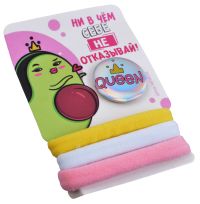 Миниатюра: Набор резинок для волос 3шт. и значок «Avo queen»