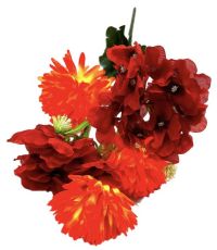 Миниатюра: Цветы искусственные Букет микс 5гол. 51см Астра желт.+Гортензия красная 24-5-14@