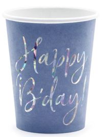 Миниатюра: Стакан бумажный 200мл в наборе 10шт Happy b--day! голубой