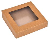 Миниатюра: Контейнер одноразовый крафт. бумага 20*20*4см с окном