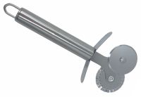 Миниатюра: Нож для пиццы (пиццерез) нерж. 18,5*7,5см, 2в1 (гладкий, ребристый) нерж. ручка ZEIDAN