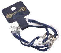 Миниатюра: Браслет кожа Магия знаков любовь, 4 нити, цвет бело-синий, L=17см