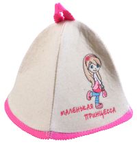 Миниатюра: Шапка для бани войлок Маленькая принцесса детская бело-розовая