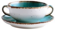 Миниатюра: Бульонница 300мл с блюдцем фарфор Fusion Green Sea P.L. Proff Cuisine