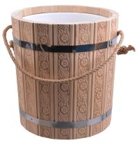 Миниатюра: Ведро-запарник дер. 10л, без крышки, пласт. вставка Русские узоры