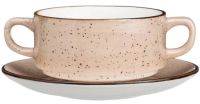 Миниатюра: Бульонница 250мл с блюдцем фарфор bronco Natureбежевый