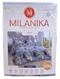 Миниатюра: КПБ Евро MILANIKA Пушок (под 220*200,пр 220*240,нав-70*70-2 шт) бязь пл.125 гр/м2