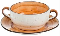 Миниатюра: Бульонница 300мл с блюдцем фарфор Organic Fusion P.L. Proff Cuisine