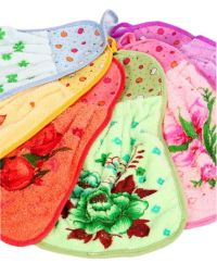 Миниатюра: Полотенце 25*40см микрофибра Матрешка с петелькой Цветы микс