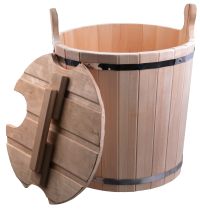 Миниатюра: Ведро-запарник для бани дер. 25л, дер. крышка, из липы Бацькина баня