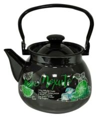 Миниатюра: Чайник эм. 3,5л, эм. крышка с пласт. кнопкой, сфера Мохито черный